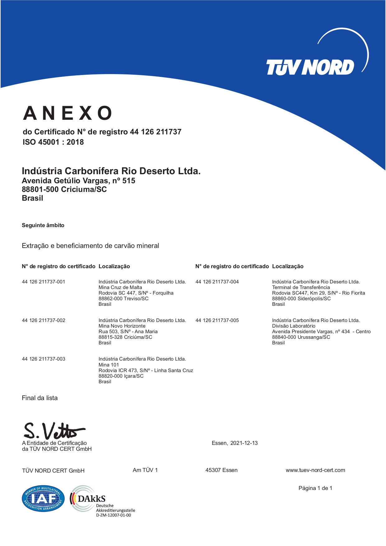 Sistema de gestão certificado na NBR ISO 45001:2018