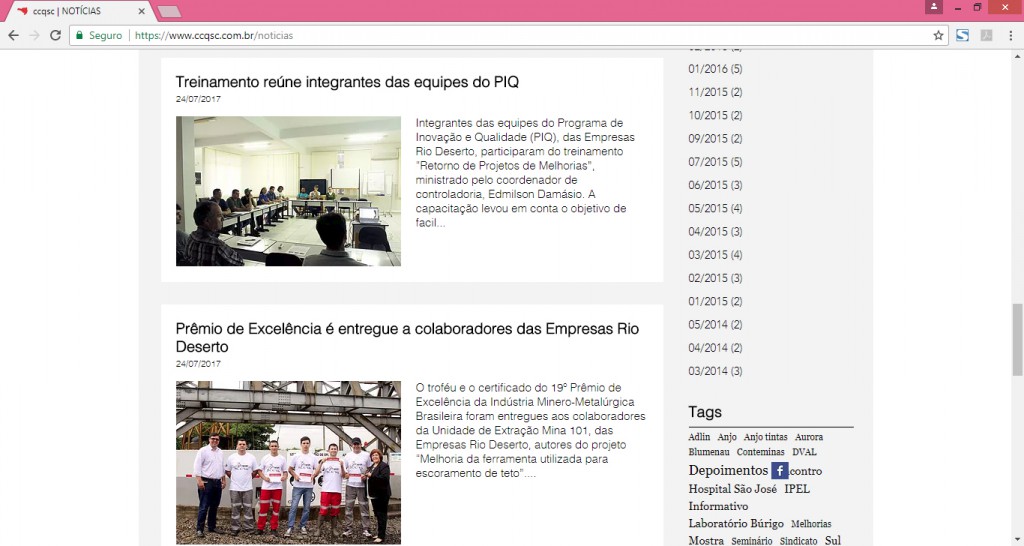 Núcleo Catarinense de CCQ divulga ações das Empresas Rio Deserto