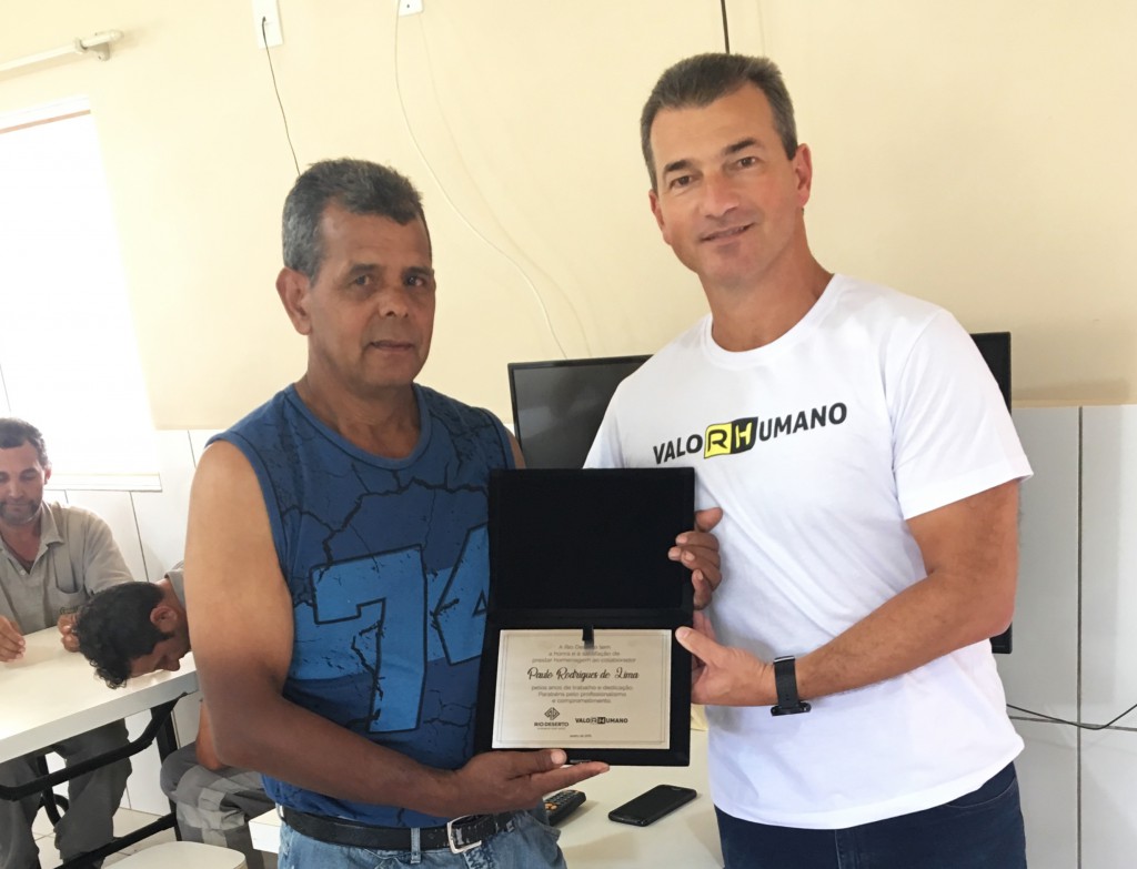 Projeto ValoRHumano: colaborador da Unidade Correia Pinto, da Rio Deserto, é o primeiro homenageado de 2019