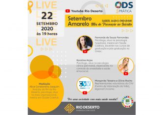 Setembro Amarelo será tema de encontro virtual promovido pela Rio Deserto