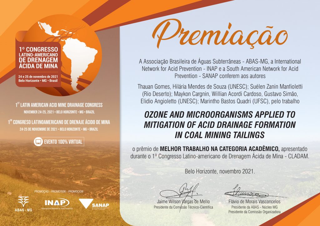 Estudo sobre drenagem ácida, com participação da Rio Deserto, foi apresentado durante Congresso Latino-Americano